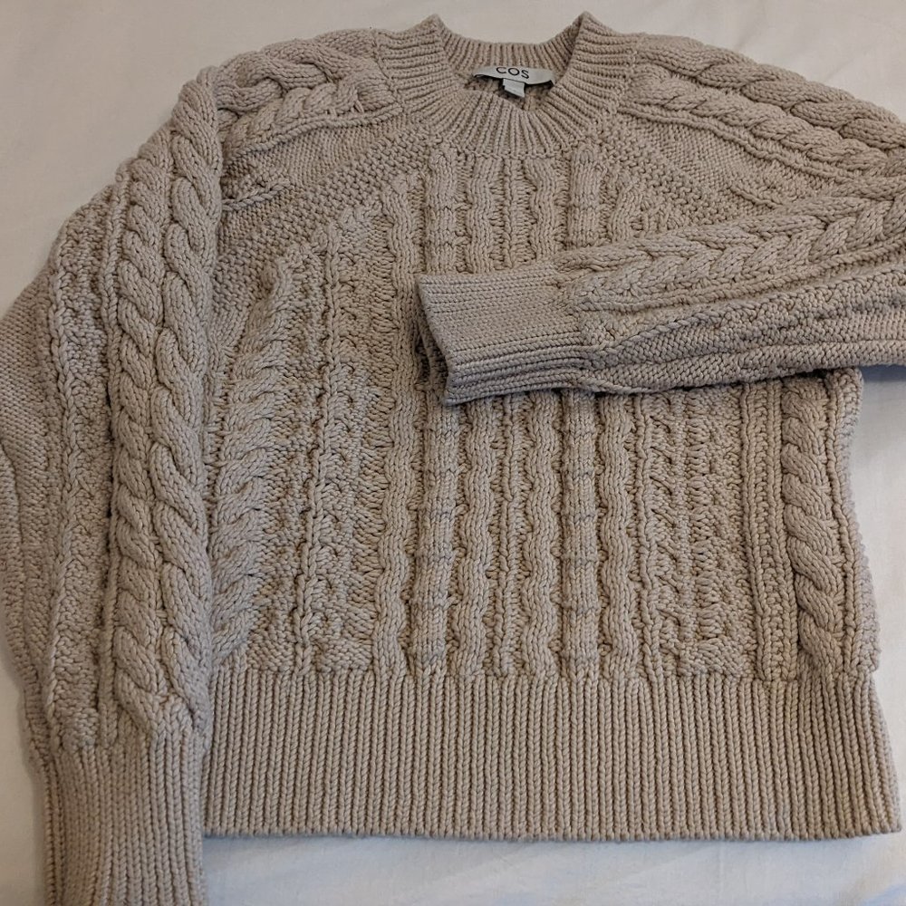 COS Cotton Knit Sweater Cream Beige Women's